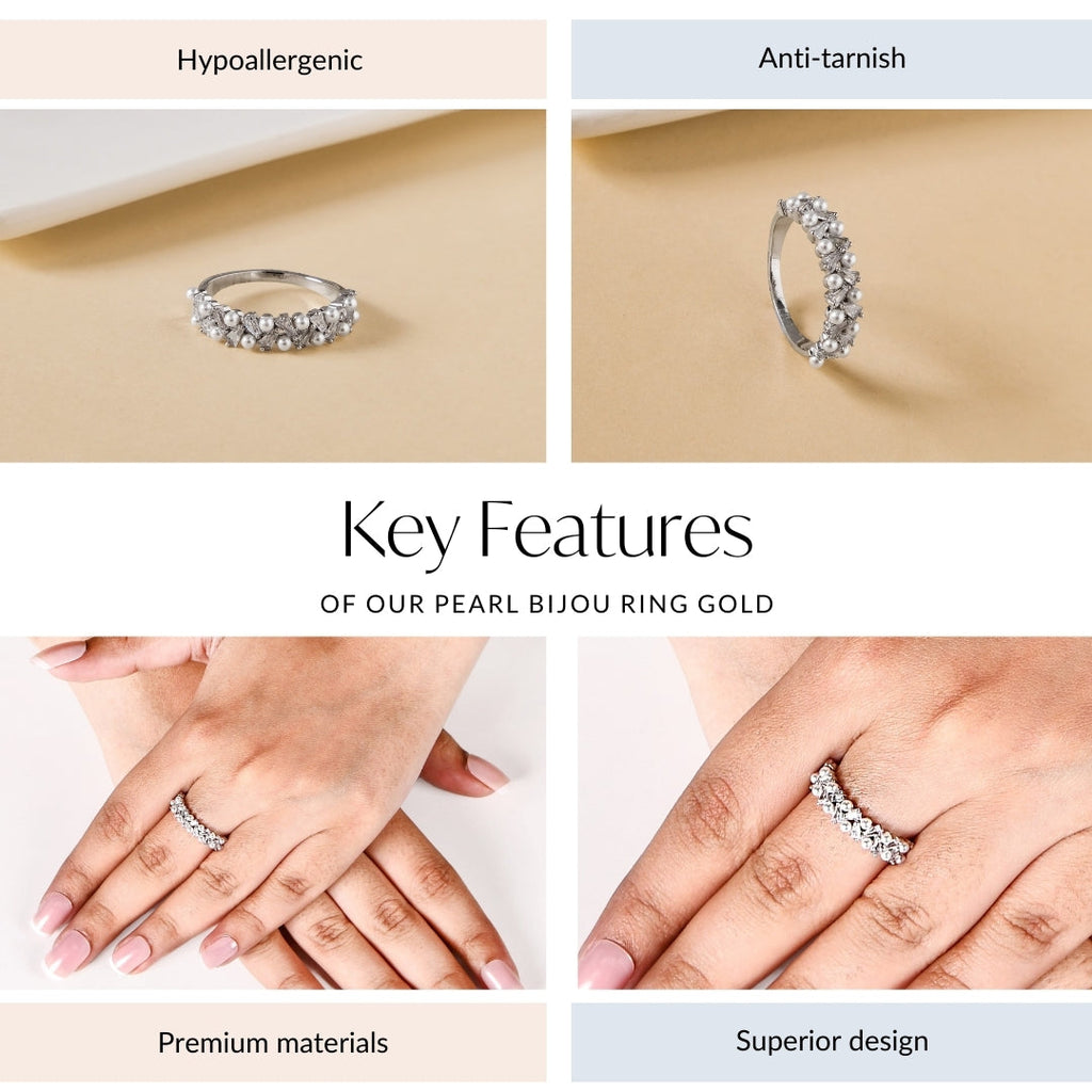 Pearl Bijou Ring Silver Nestasia
