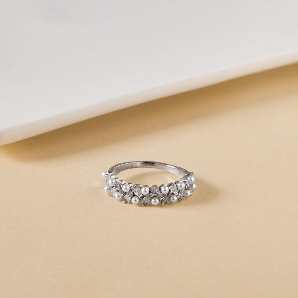 Pearl Bijou Ring Silver Nestasia
