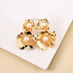 Pearl Blossom Earrings Gold Nestasia