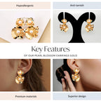Pearl Blossom Earrings Gold Nestasia