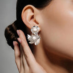 Pearl Blossom Earrings Silver Nestasia