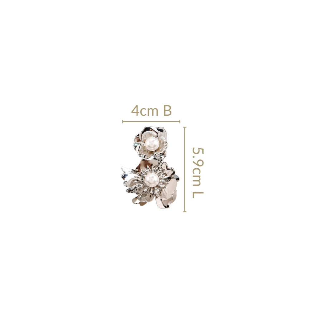Pearl Blossom Earrings Silver Nestasia
