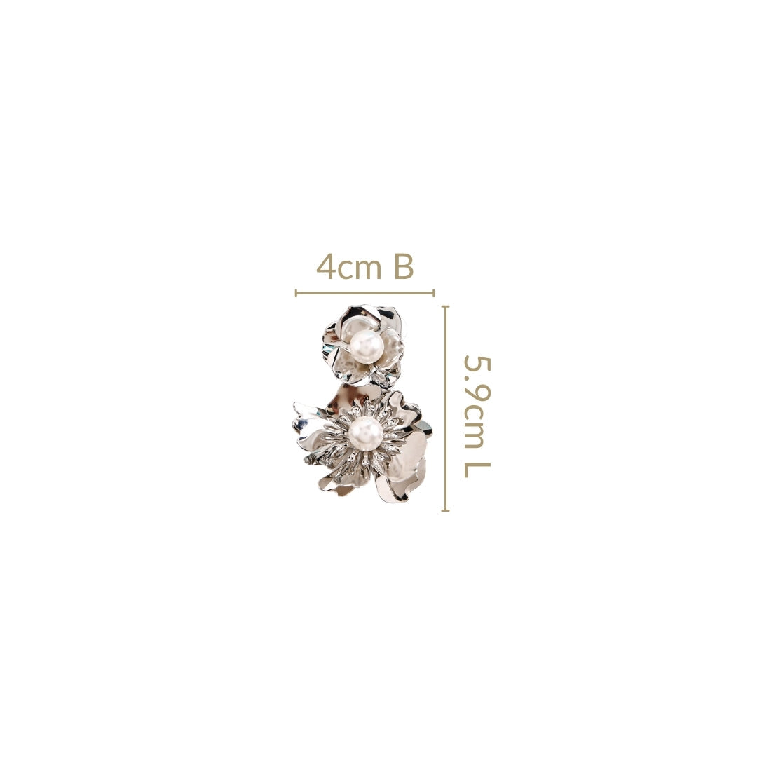 Pearl Blossom Earrings Silver Nestasia