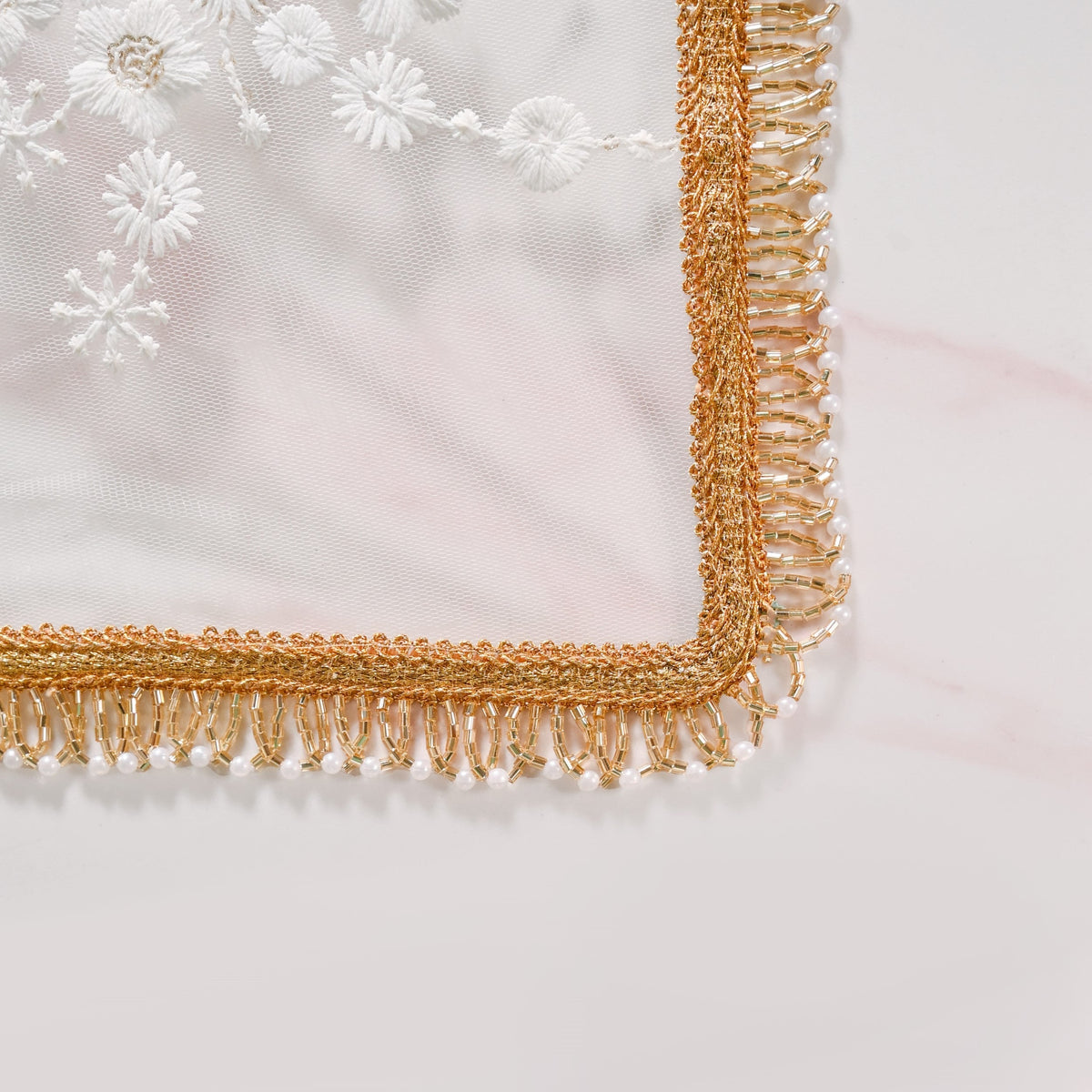 Pearl Detail Net Thali Covers Set Of 2 Nestasia