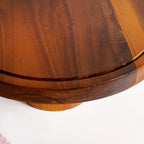 Pedestal Acacia Wood Cake Stand With Cloche 22cm Nestasia