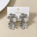 Peony Bloom Silver Drop Earrings Nestasia