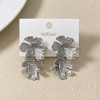 Peony Bloom Silver Drop Earrings Nestasia