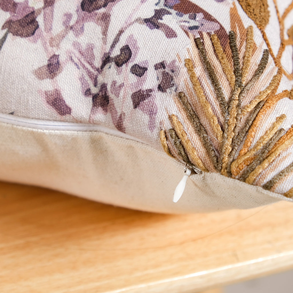 Petal Embroidered Cotton Cushion Cover 50x30cm Nestasia