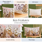 Petal Embroidered Cotton Cushion Cover 50x30cm Nestasia