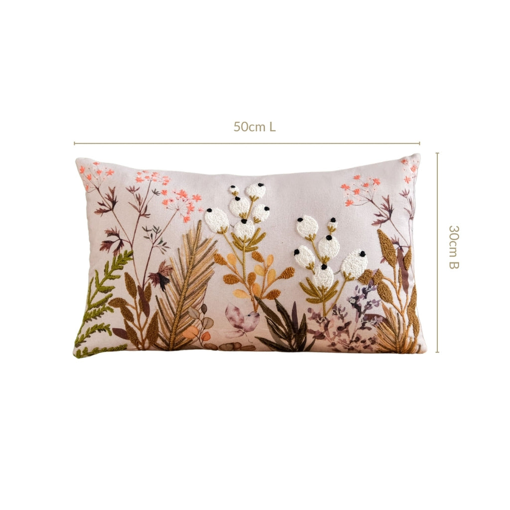 Petal Embroidered Cotton Cushion Cover 50x30cm Nestasia