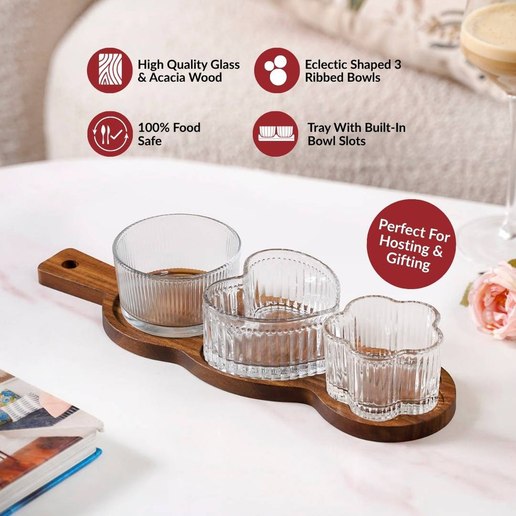 Triple Treat Platter With Bowl Set Of 4 Nestasia