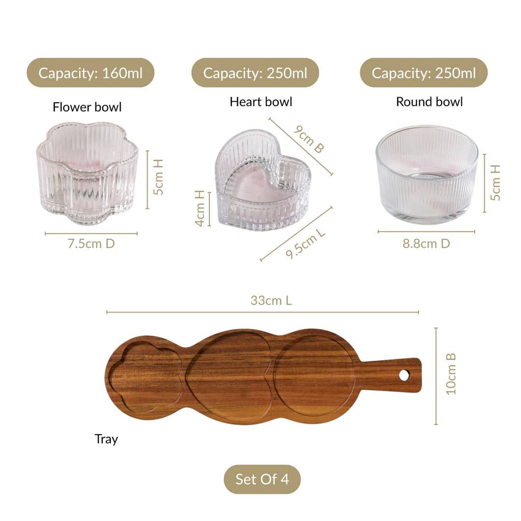 Triple Treat Platter With Bowl Set Of 4 Nestasia