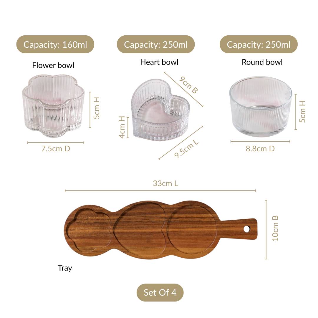 Triple Treat Platter With Bowl Set Of 4 Nestasia