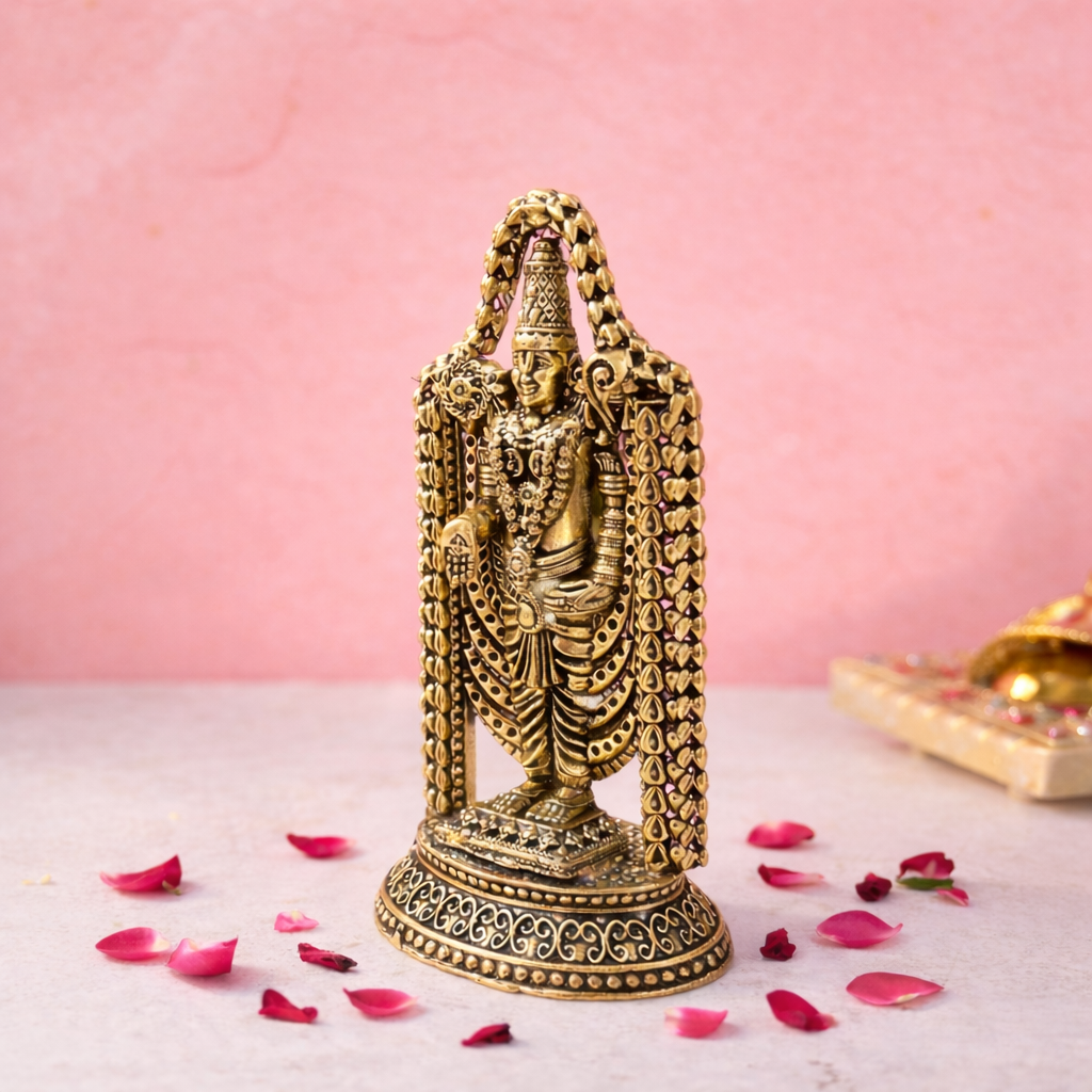 Brass Tirupati Balaji/Venkateshwar Idol (3.5 Inch) Vedansh Craft