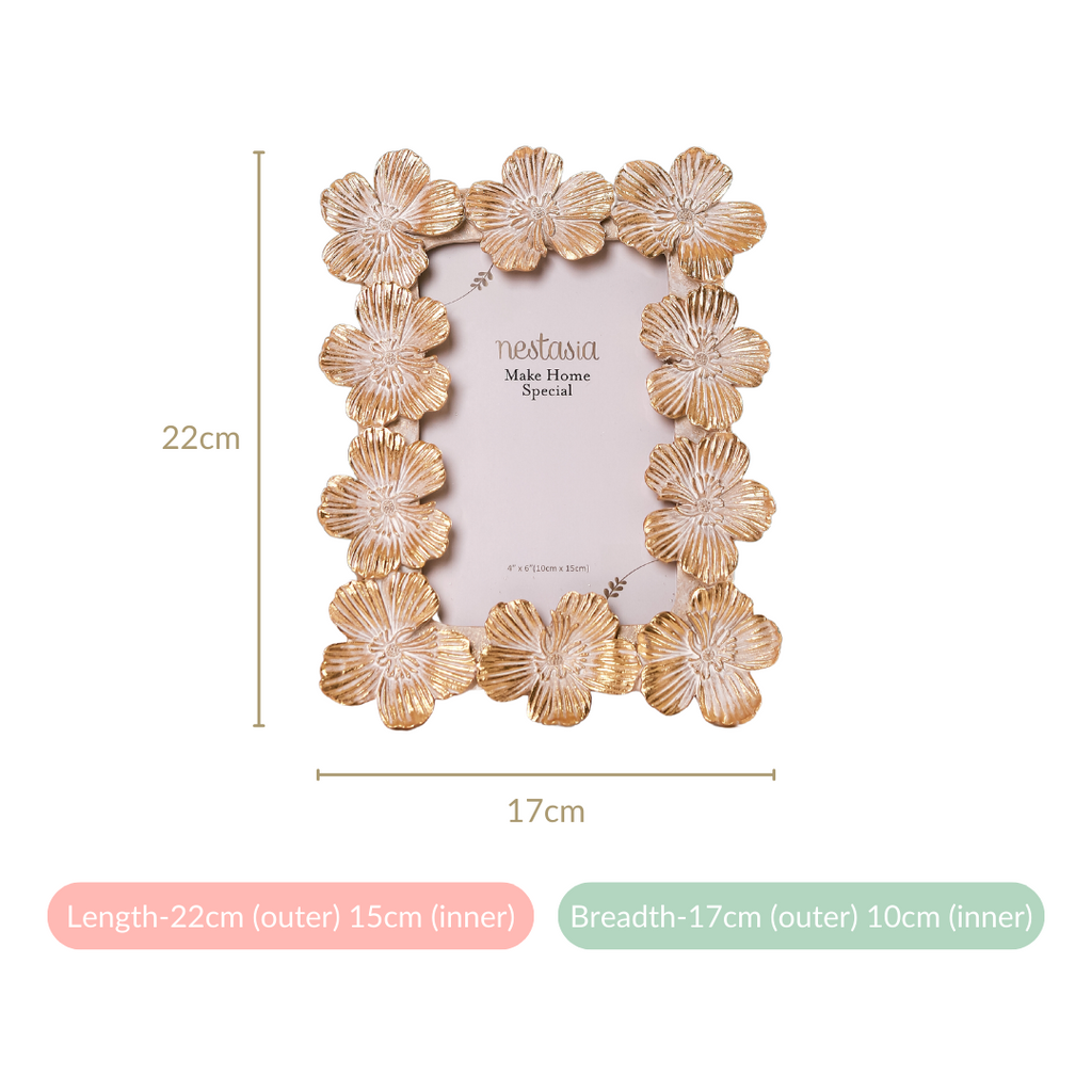 Floral Accent Picture Frame 8.5"x6.5" Nestasia