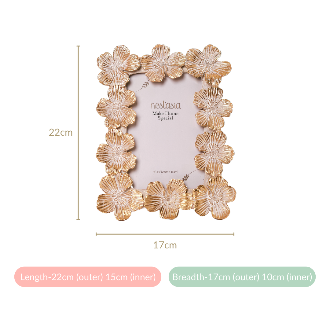 Floral Accent Picture Frame 8.5"x6.5" Nestasia