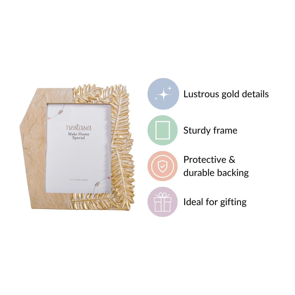 Fern Designer Photo Frame Gold 9"x7.5" Nestasia