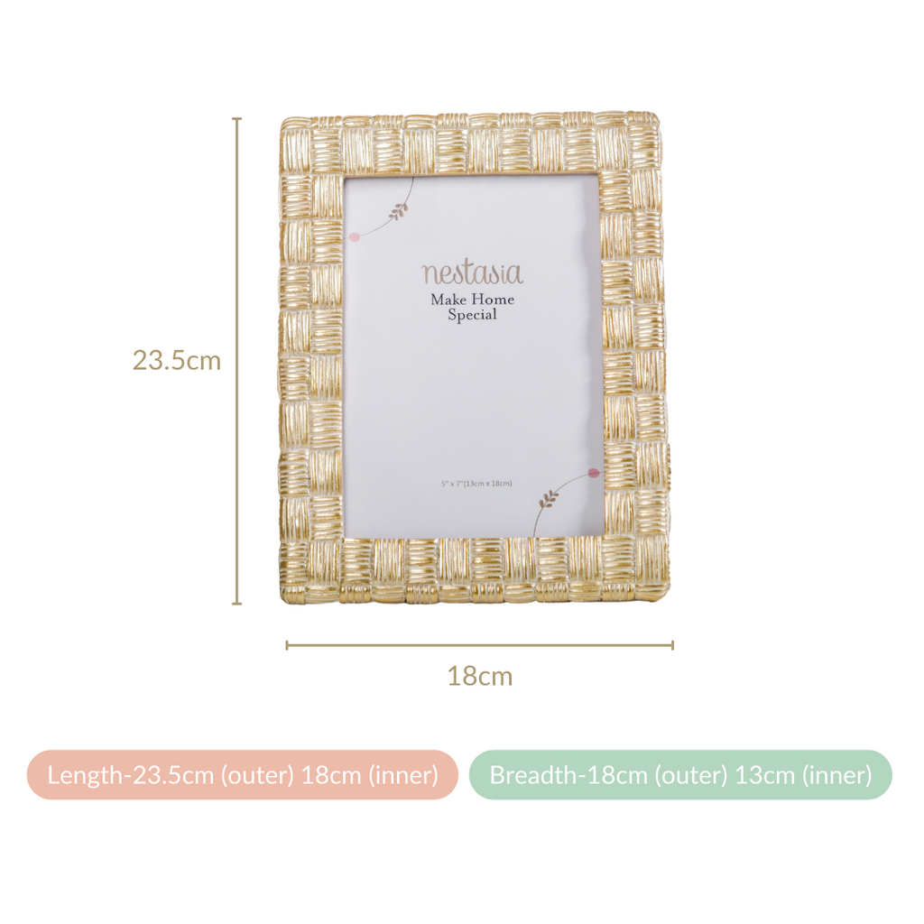Textured Gold Photo Frame Large 9"x7" Nestasia
