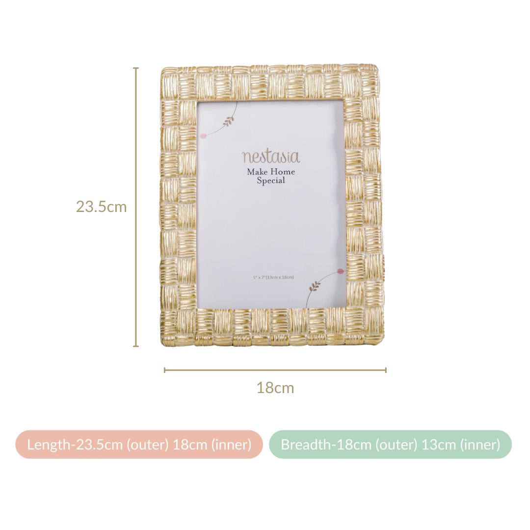 Textured Gold Photo Frame Large 9"x7" Nestasia
