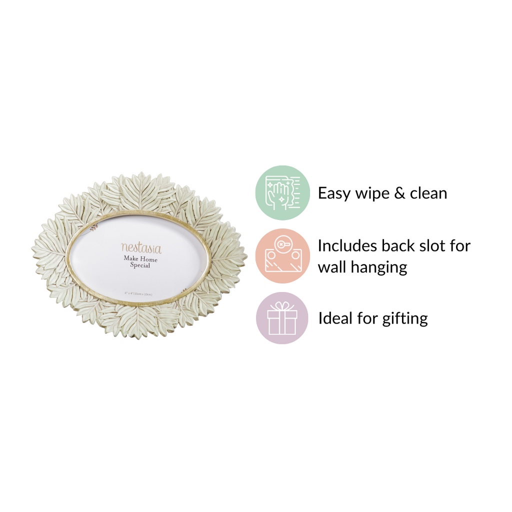 Fern Wreath Oval Photo Frame 8.5"x6.5" Nestasia