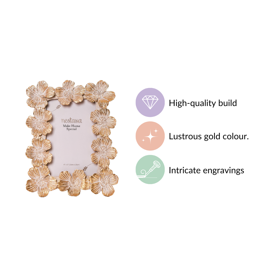 Floral Accent Picture Frame 8.5"x6.5" Nestasia