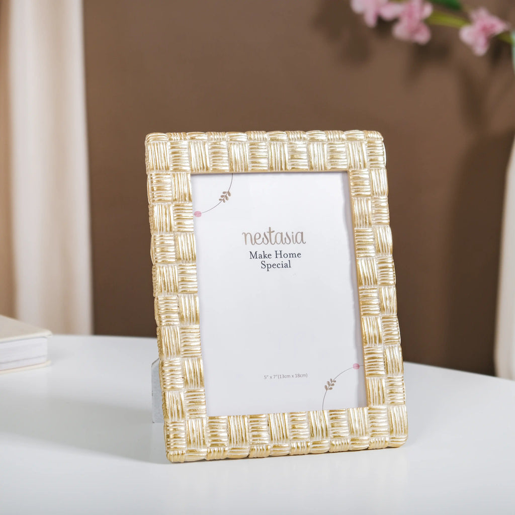 Textured Gold Photo Frame Large 9"x7" Nestasia