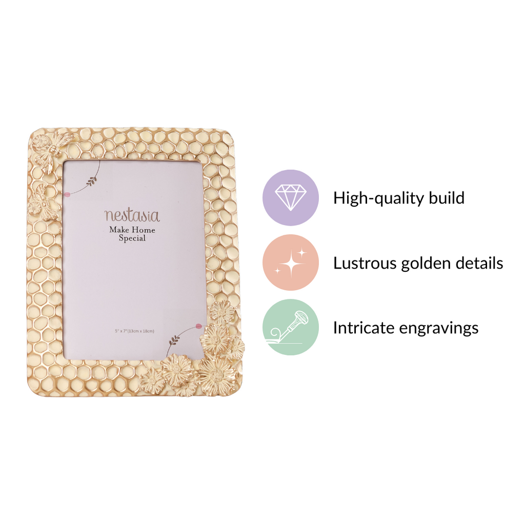 Honeycomb Gold Frame Large 9"x7" Nestasia