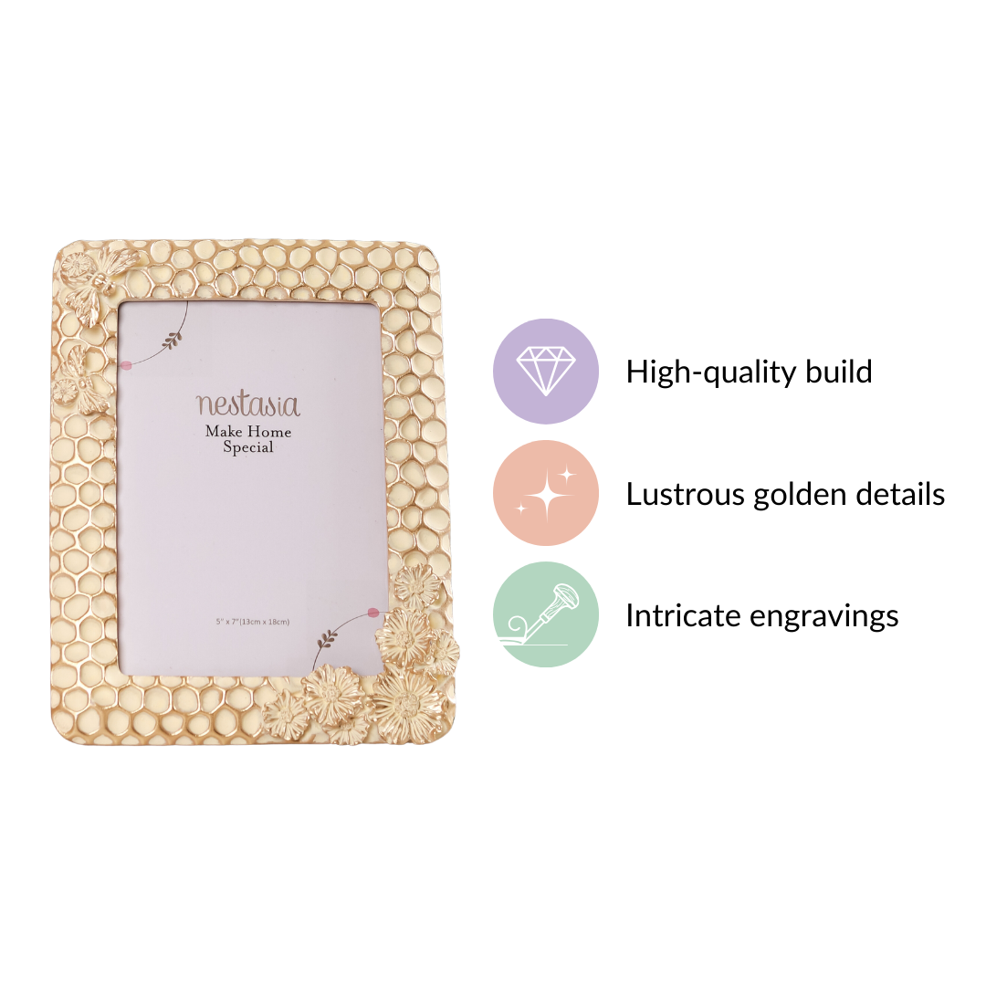Honeycomb Gold Frame Large 9"x7" Nestasia