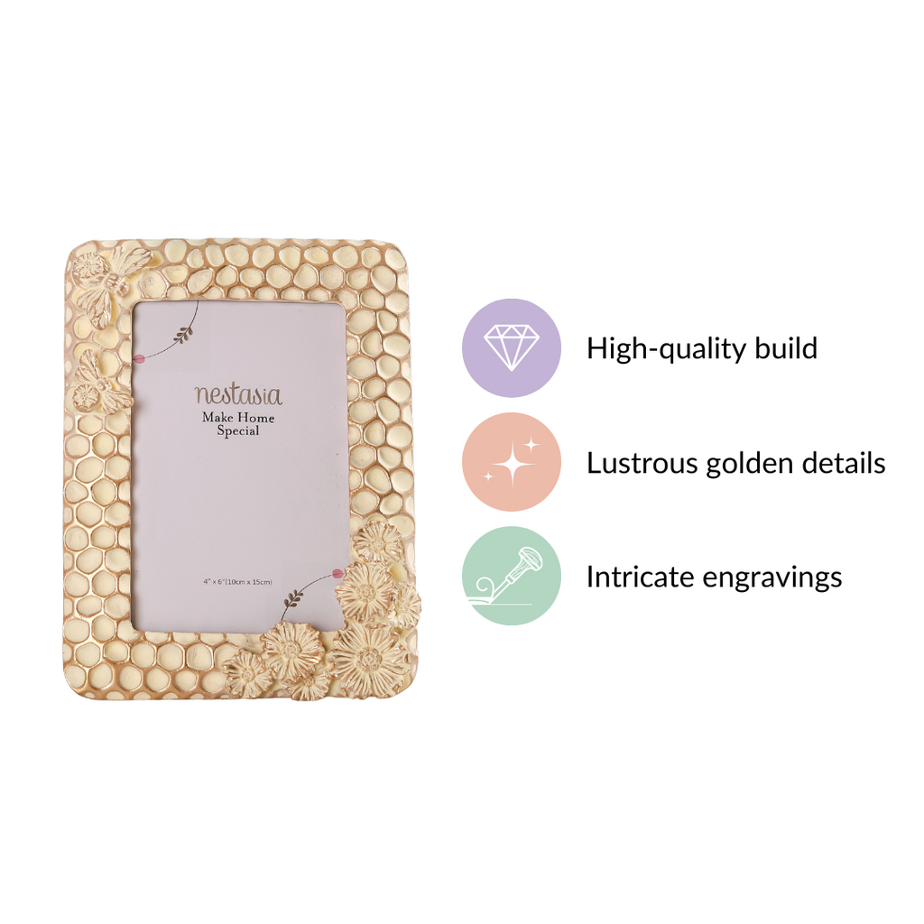 Small Honey Bee Gold Frame 7.5"x6" Nestasia