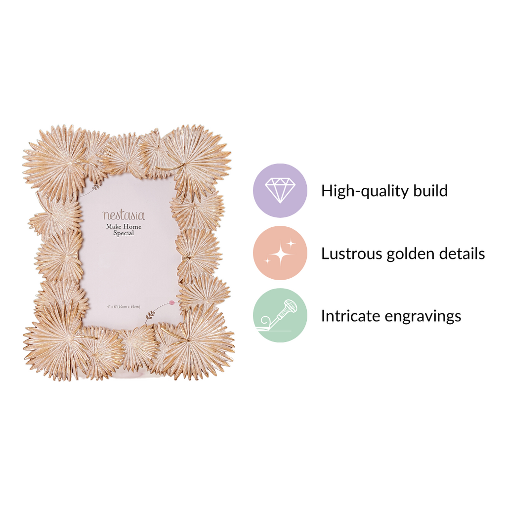 Fan Palm Decor Frame Gold Small 9"x7" Nestasia