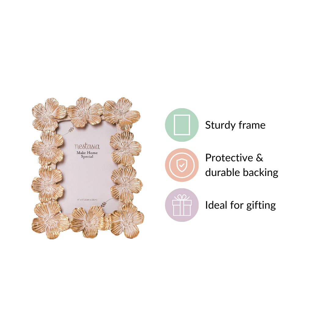 Floral Accent Picture Frame 8.5"x6.5" Nestasia