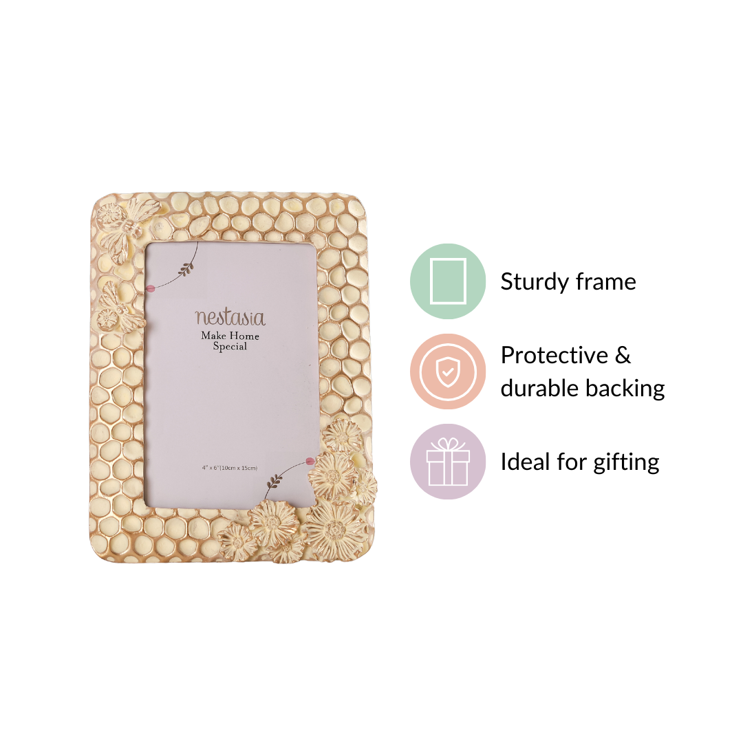 Small Honey Bee Gold Frame 7.5"x6" Nestasia