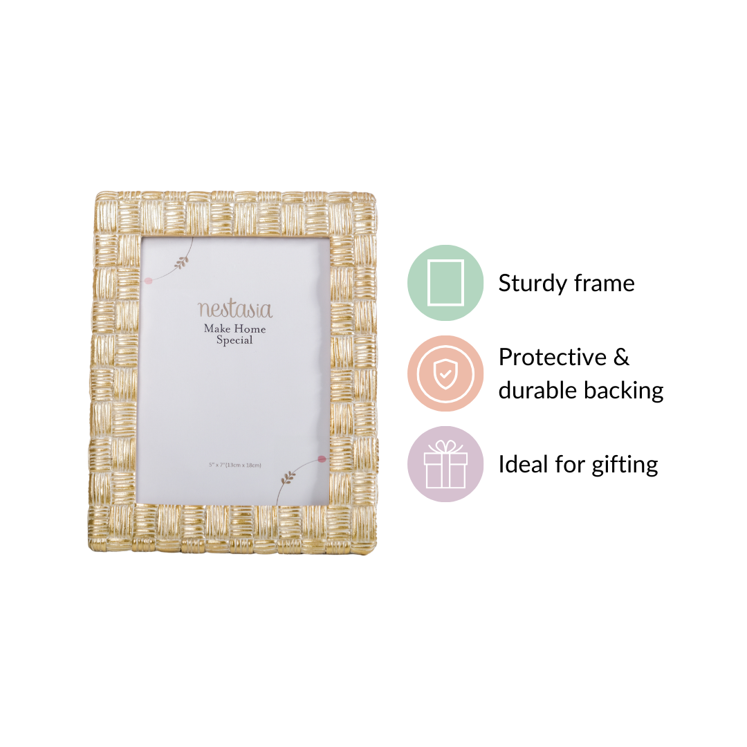 Textured Gold Photo Frame Large 9"x7" Nestasia