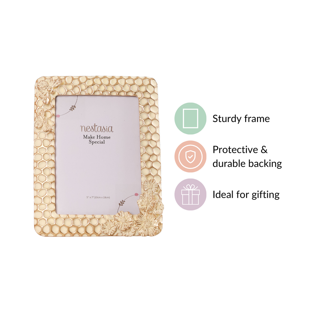 Honeycomb Gold Frame Large 9"x7" Nestasia