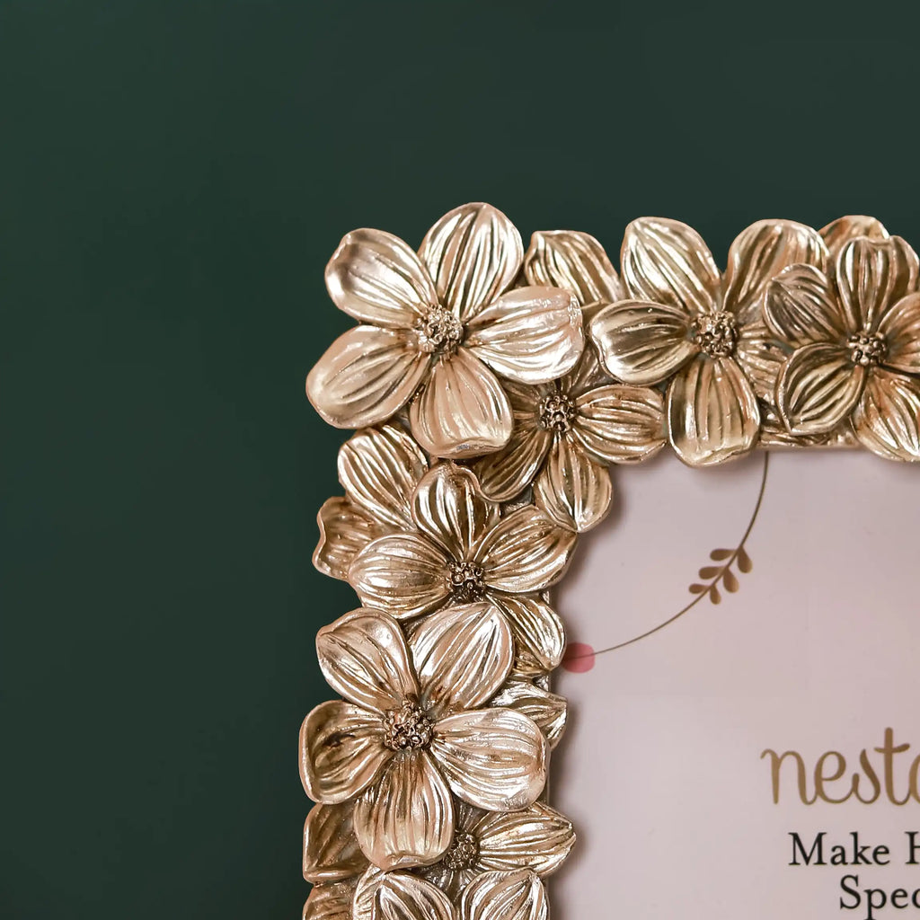 Silver Table Photo Frame With Flowers 8"x6.5" Nestasia