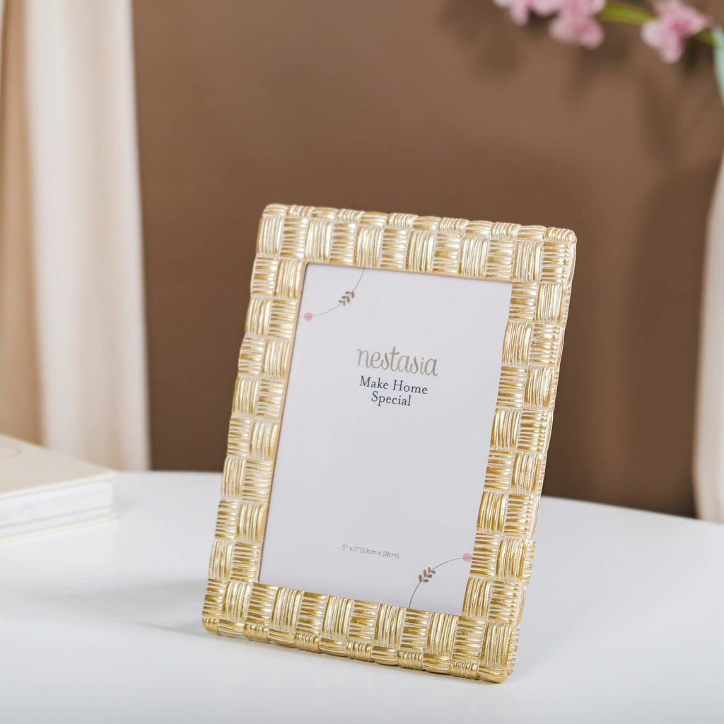 Textured Gold Photo Frame Large 9"x7" Nestasia