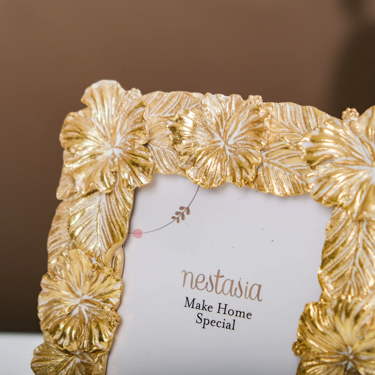 Small Hibiscus Photo Frame Gold 8.5"x6.5" Nestasia