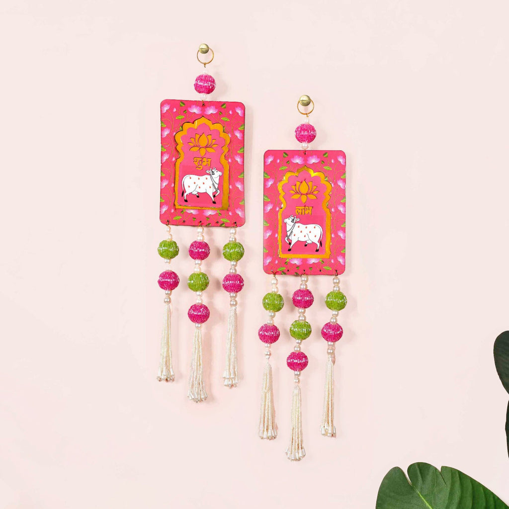 Pichwai Cow And Lotus Wall Hanging Set Of 2 Nestasia