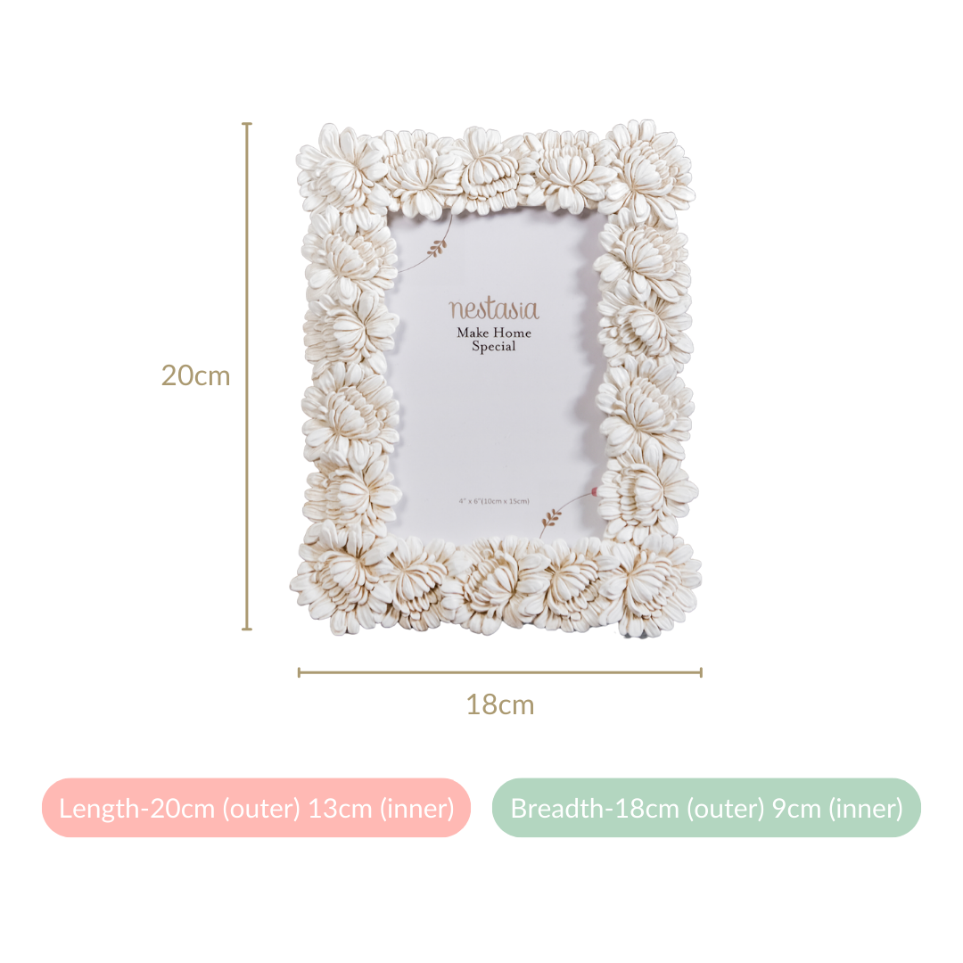 White Blooms Picture Frame Small 7.5"x7" Nestasia