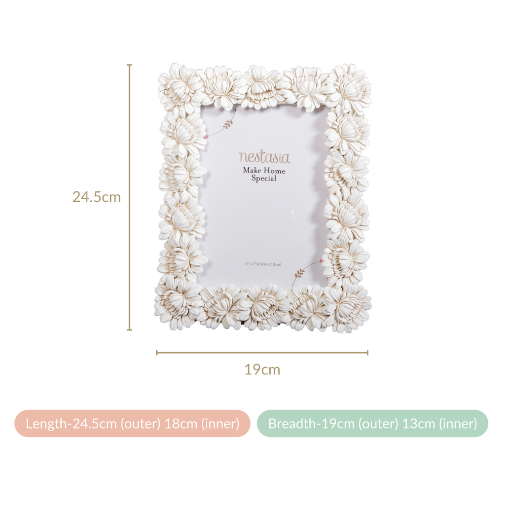 Blooms Picture Frame Large White 9.5"x7.5" Nestasia
