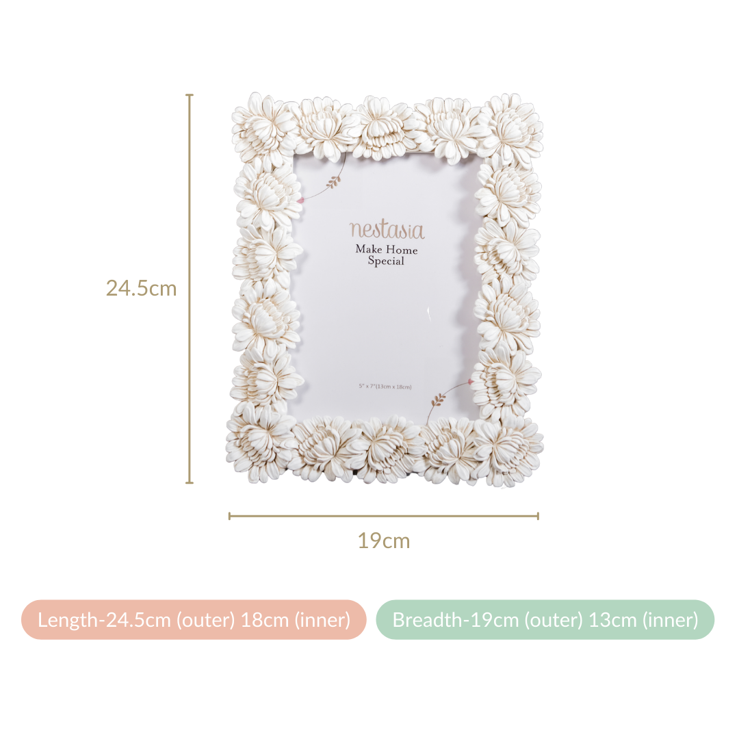 Blooms Picture Frame Large White 9.5"x7.5" Nestasia
