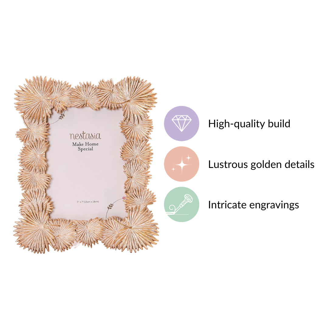 Palm Leaves Decorative Frame Gold Large 11"x8.5" Nestasia