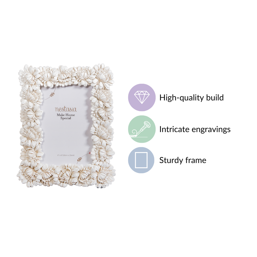 White Blooms Picture Frame Small 7.5"x7" Nestasia