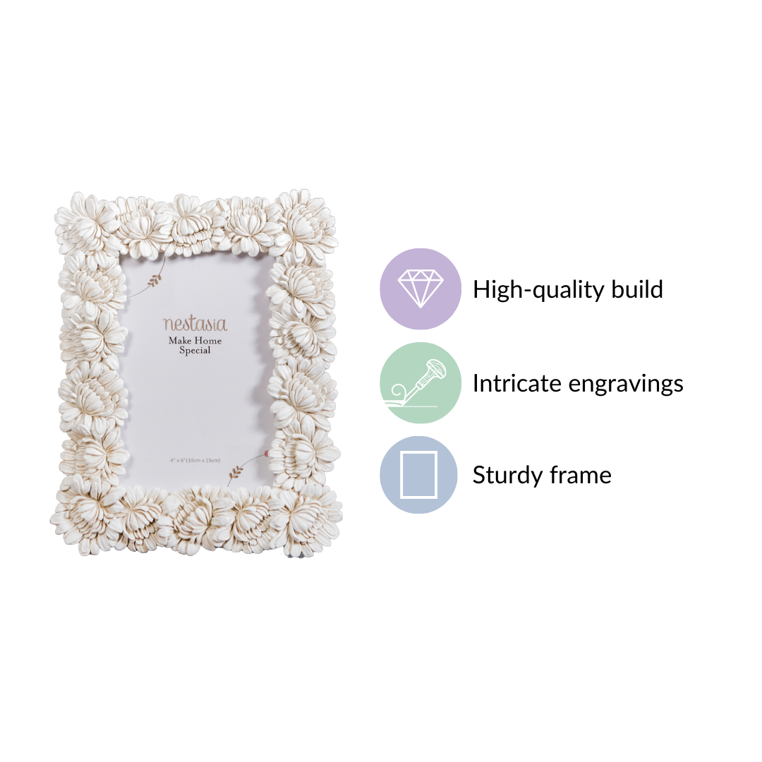 White Blooms Picture Frame Small 7.5"x7" Nestasia