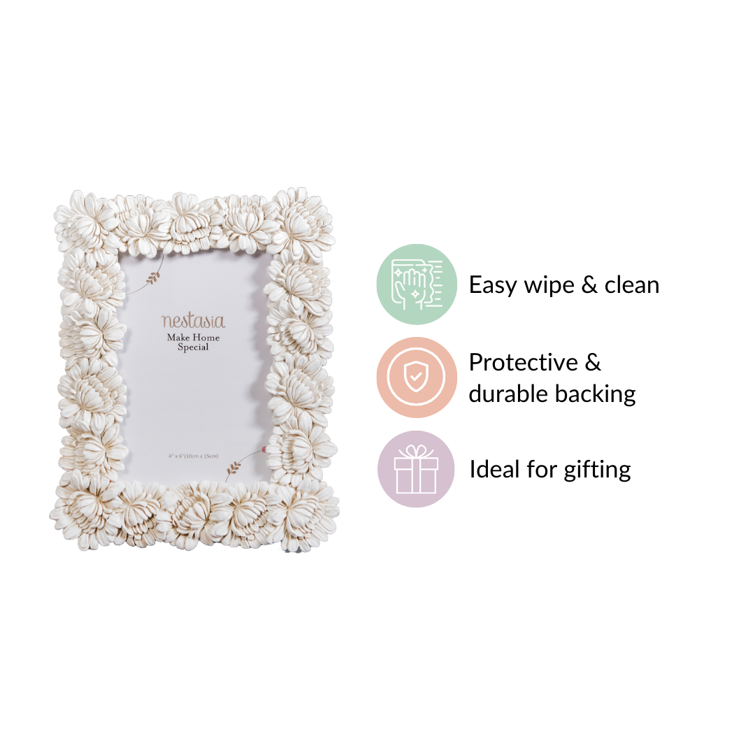 White Blooms Picture Frame Small 7.5"x7" Nestasia