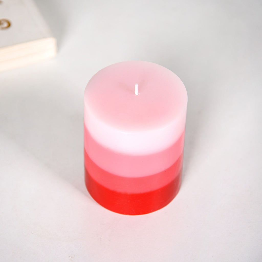Layered Pillar Candle Red And Pink Nestasia