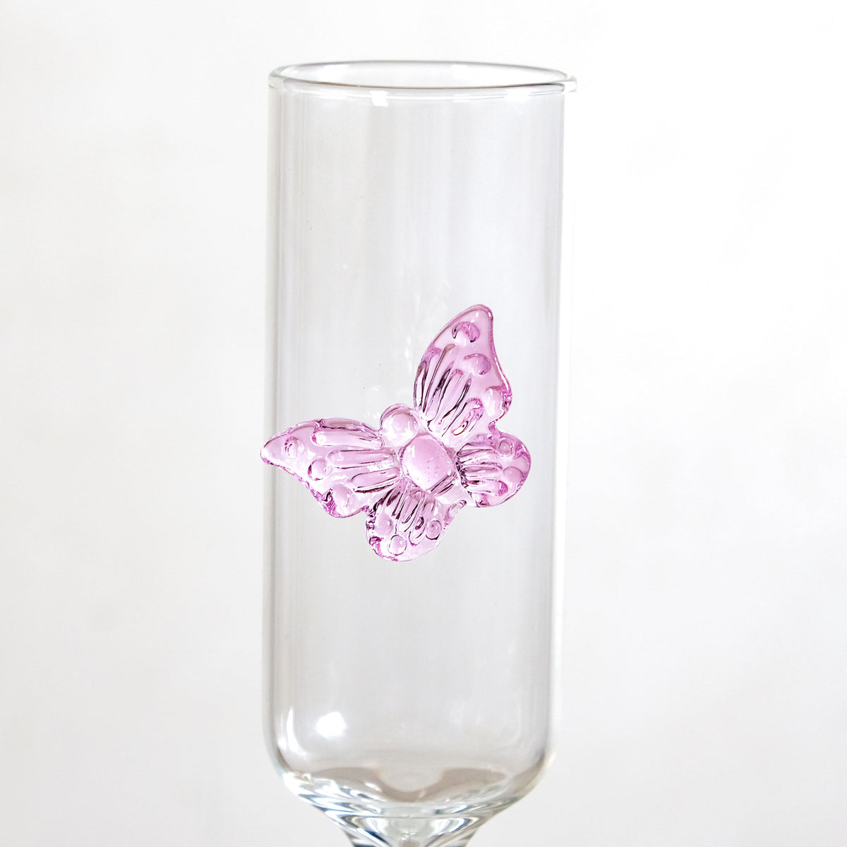 Pink Butterfly Champagne Flute Glass 200ml Nestasia