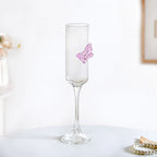 Pink Butterfly Champagne Flute Glass 200ml Nestasia