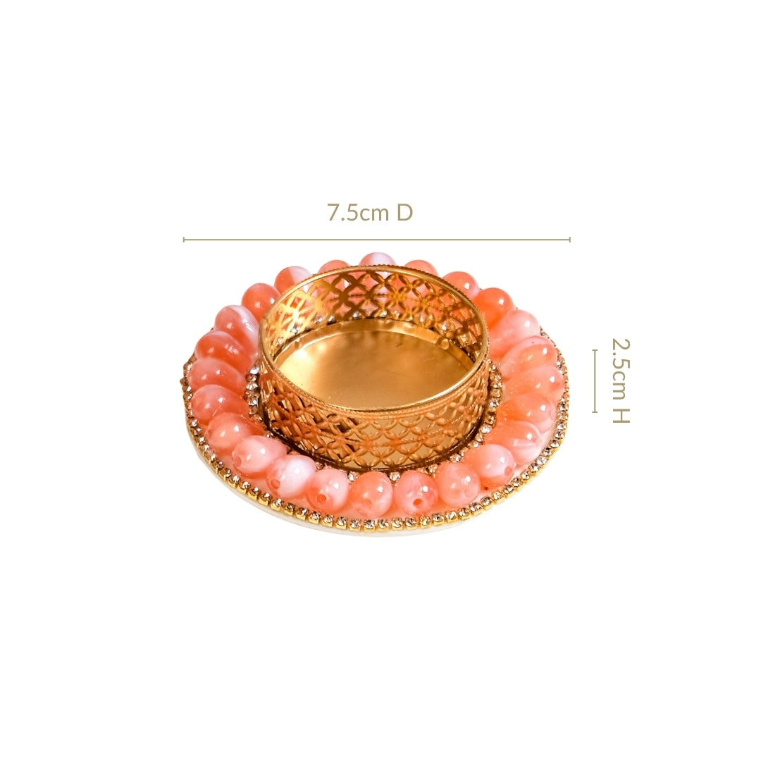 Pink Beaded Tea Light Candle Holders Set Of 6 Nestasia
