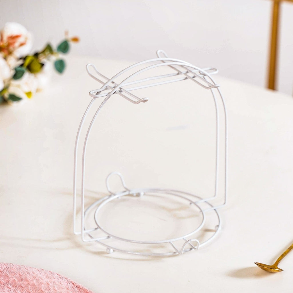 Leaf Embossed Cup And Saucer Set Of 4 With Stand 200ml Nestasia